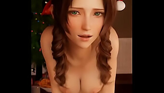 Fantasia De Natal Da Aerith Com Uma Bunda Grande.